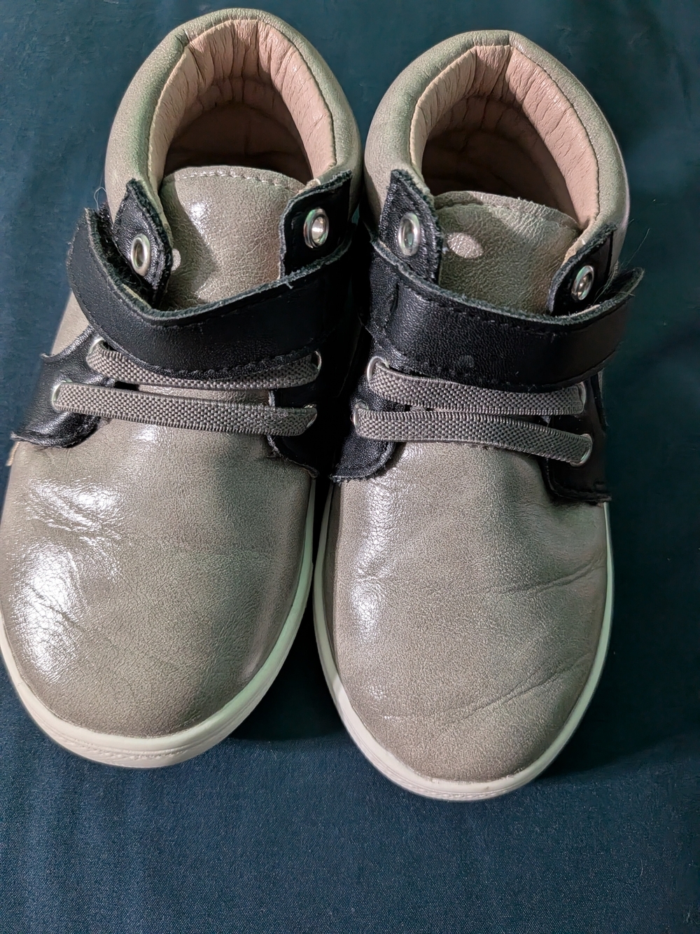 Kids Grey and Black High-Top Sneakers